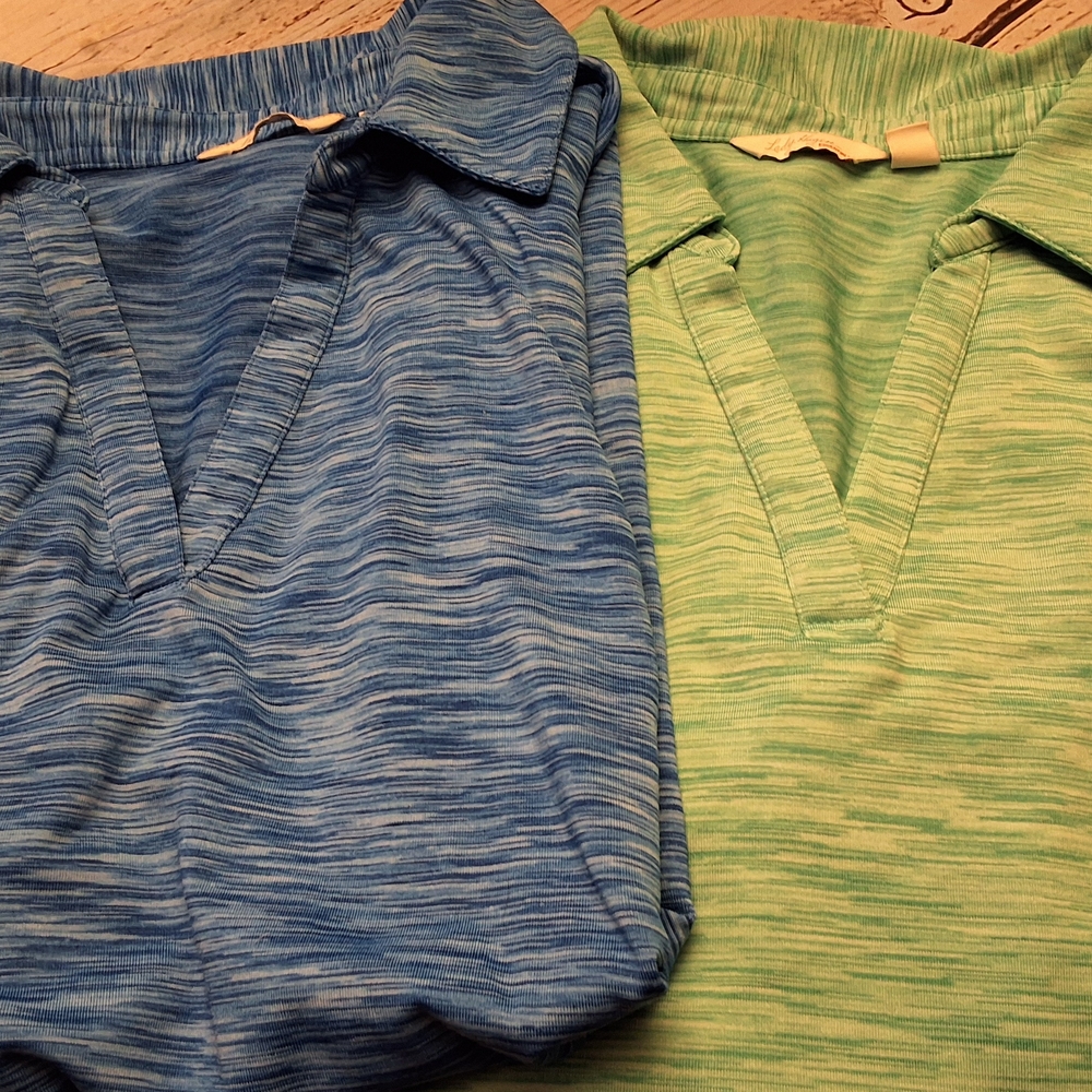 Lady Hagen Blue & Green Striped Polo Shirt XL Golf/Pickleball